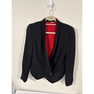 Rebecca Minkoff Jacket Womens Small Black 100% Silk Shawl Collar Blazer USA